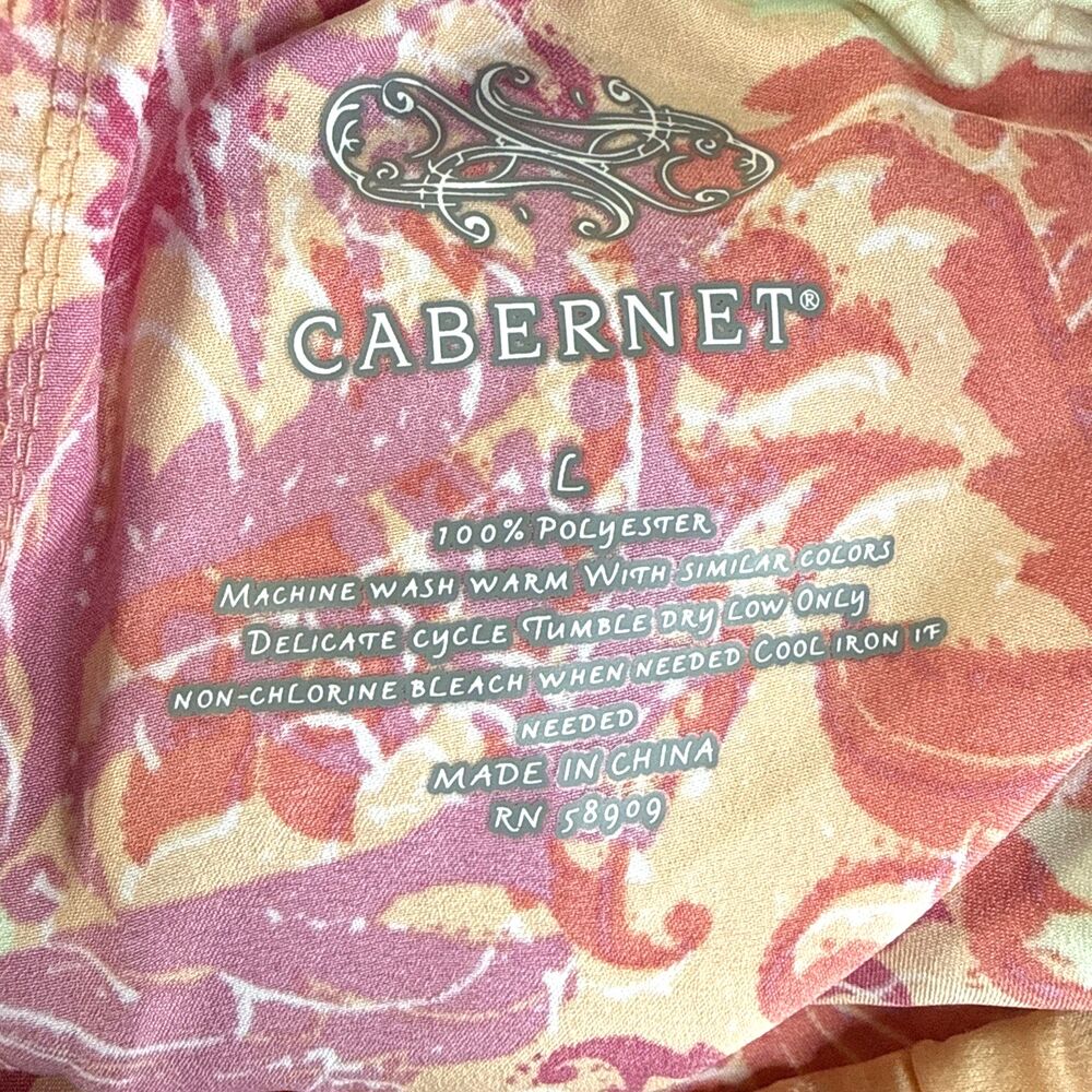 NEW Cabernet 2 Piece Pajama Set Size Large Satin Loungewear Pants PINK/Peach - Picture 5 of 7